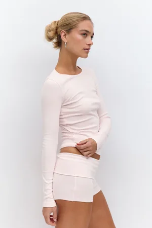 Gina Tricot Basic folded hotpants - basic-biker-shorts - Pinkki - XL - Naiset