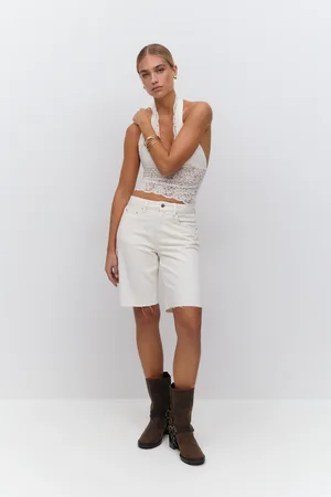 Gina Tricot Denim jorts - Farkkushortsit - Valkoinen - 44 - Naiset