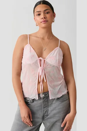 Gina Tricot Tie singlet - solmittavat paidat - Pinkki - L - Naiset