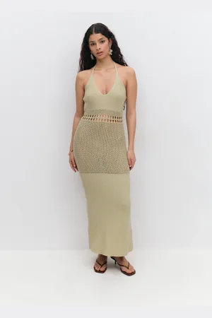 Gina Tricot Knitted crochet dress - virkatut-mekot - Vihreä - XL - Naiset
