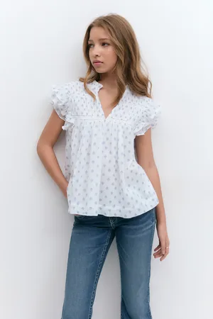 Gina Tricot Y boho short sleeve top - yläosat - Valkoinen - 170 - Tyttö