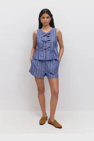 Gina Tricot Poplin shorts - Shortsit - Sininen - XL - Naiset