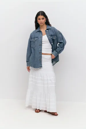 Gina Tricot Maxi skirt - pitkät hameet - Valkoinen - XL - Naiset