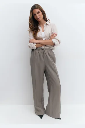 Gina Tricot Relaxed wide trousers - Leveät housut - beige - XL - Naiset
