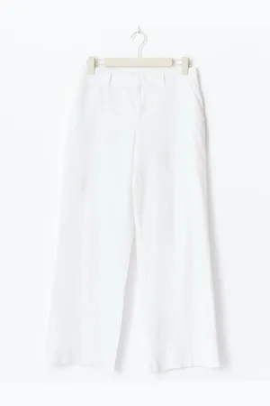Gina Tricot Wide linen blend trousers - Pellavahousut - Valkoinen - 42 - Naiset