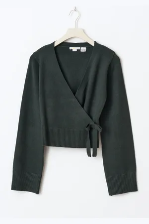 Gina Tricot Y wrap cardigan - yläosat - Vihreä - 170 - Tyttö