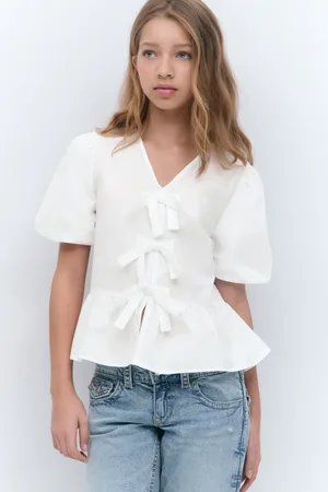 Gina Tricot Y tie peplum top - yläosat - Valkoinen - 170 - Tyttö