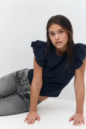 Gina Tricot Y frill top - yläosat - Sininen - 170 - Tyttö