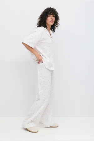 Gina Tricot Gauze homewear trousers - Housut - Valkoinen - XL - Naiset