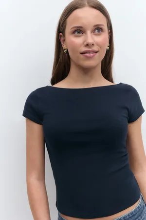 Gina Tricot Y boatneck top - yläosat - Sininen - 170 - Tyttö