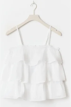 Gina Tricot Y frill top - yläosat - Valkoinen - 170 - Tyttö