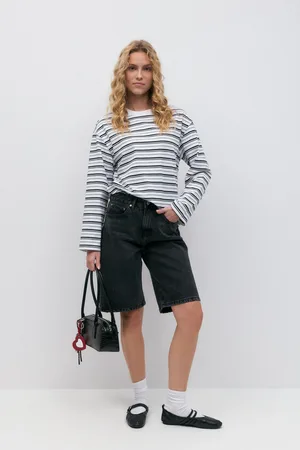 Gina Tricot Baggy denim shorts - Farkkushortsit - Musta - 44 - Naiset