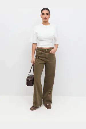 Gina Tricot Baggy wide jeans - Baggy & loose jeans - Vihreä - 44 - Naiset