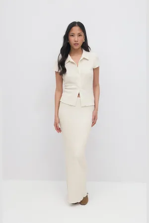 Gina Tricot Maxi skirt - pitkät hameet - Valkoinen - M - Naiset