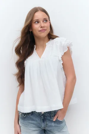 Gina Tricot Y boho short sleeve top - yläosat - Valkoinen - 170 - Tyttö