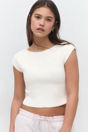 Gina Tricot Y knitted rib top - yläosat - Valkoinen - 170 - Tyttö