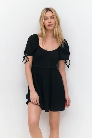 Gina Tricot Puff sleeve dress - minimekot - Musta - XL - Naiset