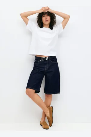 Gina Tricot Baggy denim shorts - Farkkushortsit - Sininen - 44 - Naiset