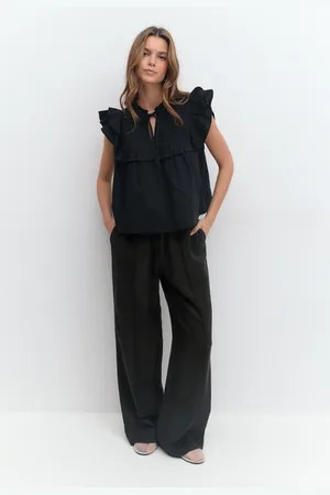 Gina Tricot Relaxed wide trousers - Leveät housut - Musta - XL - Naiset