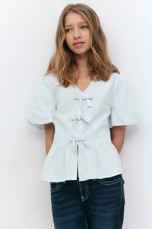 Gina Tricot Y tie peplum top - yläosat - Sininen - 170 - Tyttö