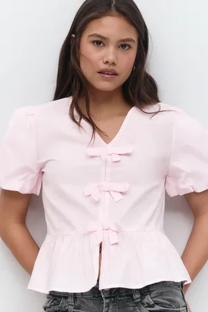 Gina Tricot Y tie peplum top - yläosat - Pinkki - 170 - Tyttö