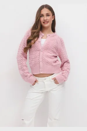 Gina Tricot Y knitted cardigan - neuleet - Pinkki - 170 - Tyttö