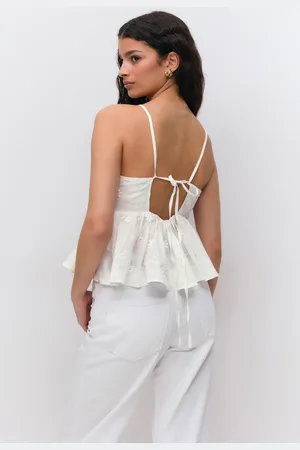 Gina Tricot Halterneck anglaise top - Topit - Valkoinen - XL - Naiset