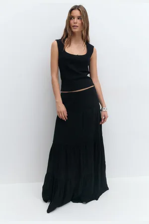 Gina Tricot Maxi skirt - pitkät hameet - Musta - XL - Naiset