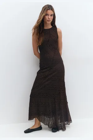 Gina Tricot Lace midaxi dress - Maksimekot - Ruskea - XL - Naiset
