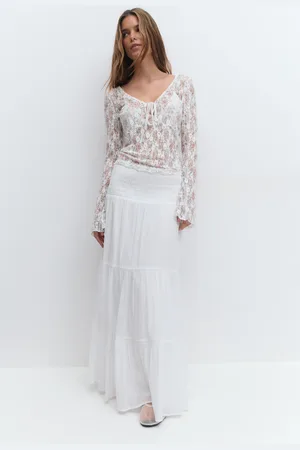 Gina Tricot Maxi skirt - pitkät hameet - Valkoinen - XL - Naiset
