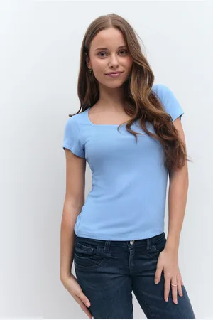 Gina Tricot Y scandi short sleeve top - yläosat - Sininen - 170 - Tyttö