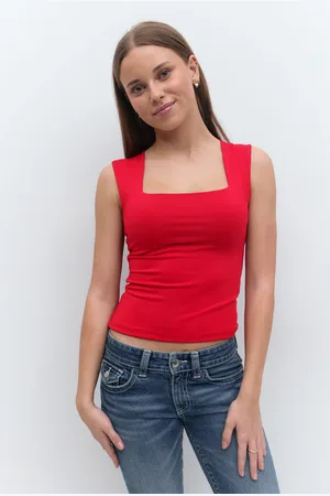 Gina Tricot Y square neck top - yläosat - Punainen - 170 - Tyttö