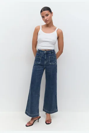 Gina Tricot Cropped front pocket jeans - Flare & bootcut farkut - Sininen - 44 - Naiset