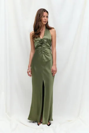 Gina Tricot Halterneck dress - Maksimekot - Vihreä - 42 - Naiset