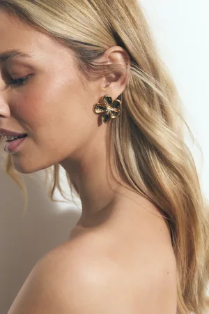 Gina Tricot Flower earrings - Korvakoru - Kulta - ONESIZE - Naiset