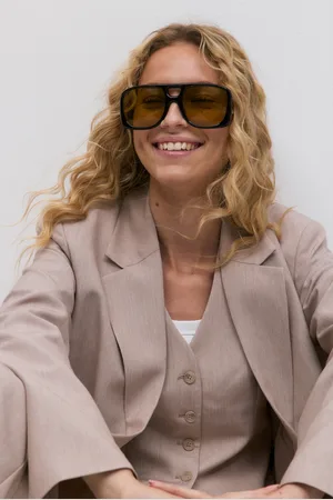 Gina Tricot Bold maxi aviator sunglasses - Aurinkolasit - Ruskea - ONESIZE - Naiset