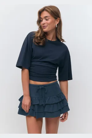 Gina Tricot Mini frill skirt - minihameet - Sininen - XL - Naiset