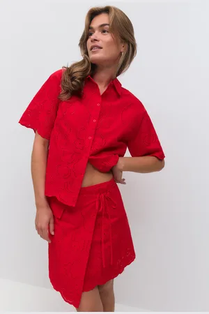 Gina Tricot Broderie anglaise mini skirt - minihameet - Punainen - 46 - Naiset
