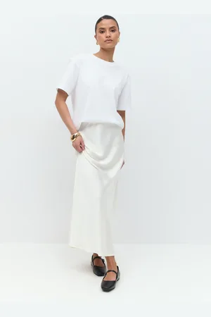 Gina Tricot Satin skirt - satiinihameet - Valkoinen - L - Naiset