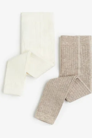 H&M 2 kpl terättömiä ribbisukkahousuja