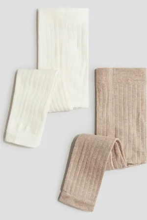 H&M 2 kpl terättömiä ribbisukkahousuja