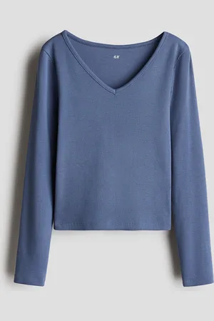 H&M Ribattu puuvillatrikoinen pusero