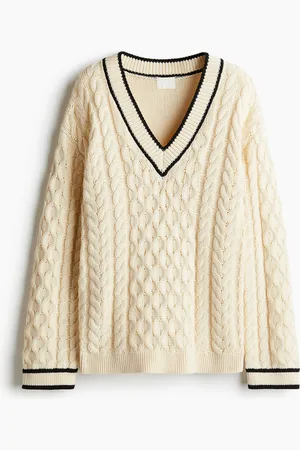 H&M V-aukkoinen palmikkoneulepusero