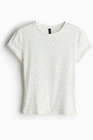 H&M Ribattu pitsireunainen T-paita