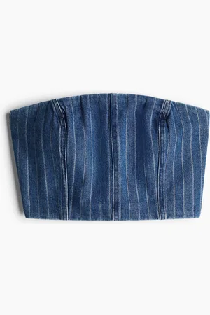 H&M Lyhyt bandeau-denimtoppi