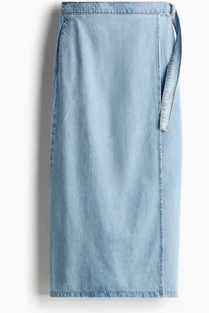 H&M Column Wrap Skirt Wrapped In Blue