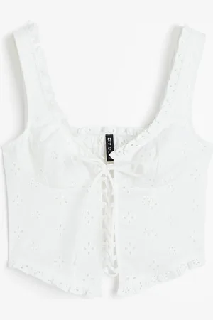 H&M Nyörillinen broderie anglaise -toppi