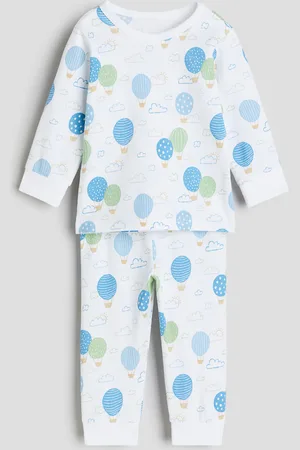 H&M Painokuvallinen puuvillapyjama - Sininen