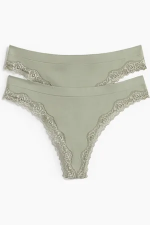 H&M 2 kpl pitsireunaisia seamless-string-alushousuja
