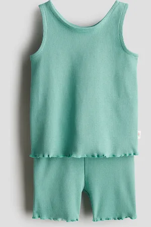 H&M Ribattu kaksiosainen puuvillatrikoosetti